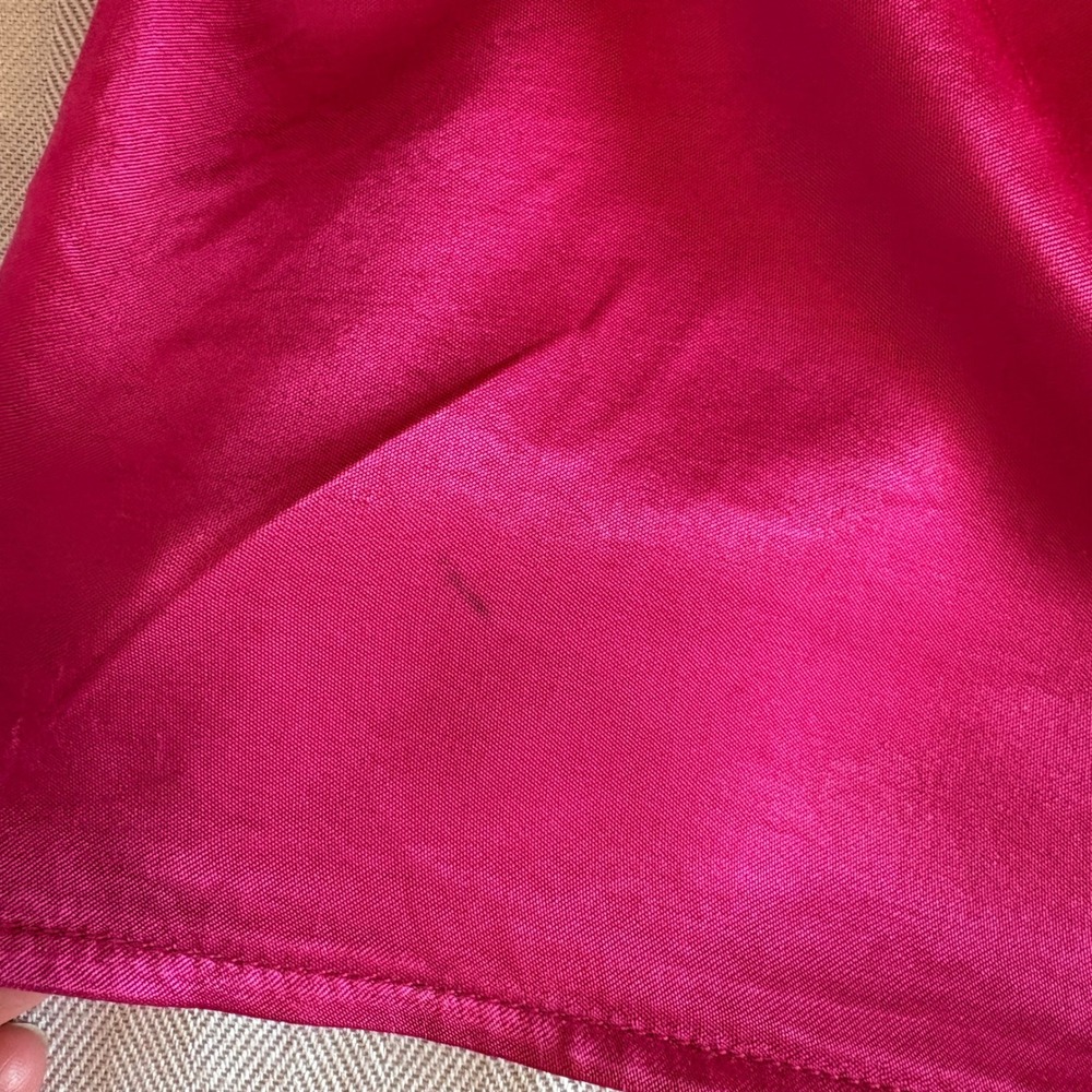 Topshop Hot Pink Satin Red Lace Maxi Nightgown Slip Dress Side Slit Fuchsia SZ 6 - Picture 9 of 13